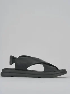 Sandali zeppa tacco 3cm pelle nero