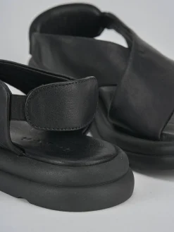 Sandali zeppa tacco 3cm pelle nero