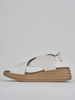 Sandali zeppa tacco 5cm pelle bianco