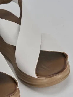 Sandali zeppa tacco 5cm pelle bianco