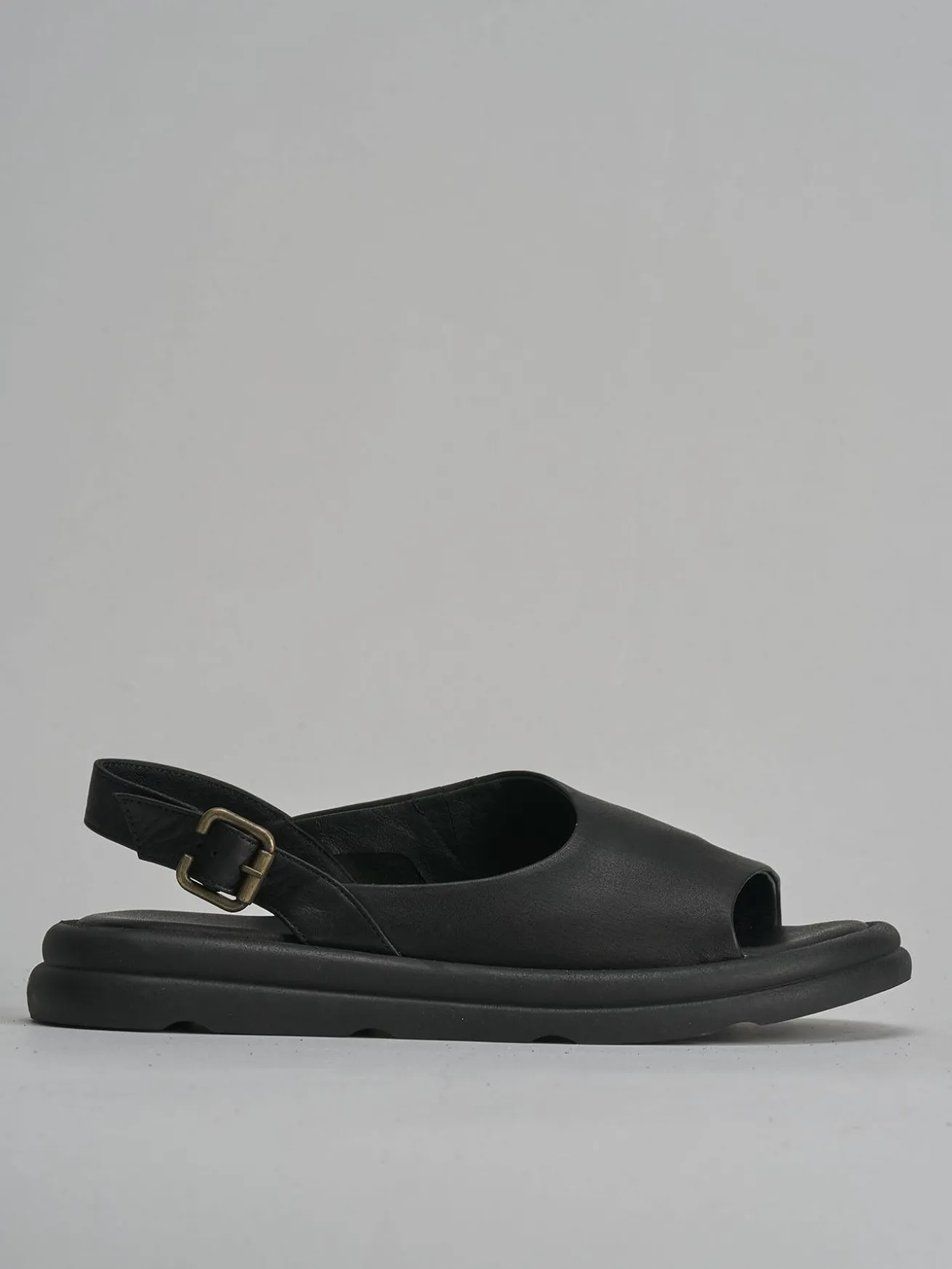 Sandali zeppa tacco 3cm pelle nero