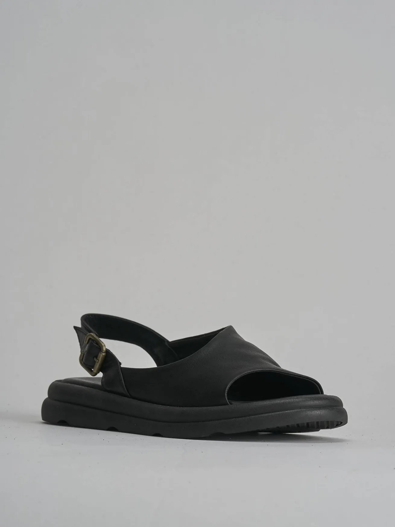 Sandali zeppa tacco 3cm pelle nero