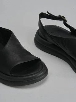 Sandali zeppa tacco 3cm pelle nero