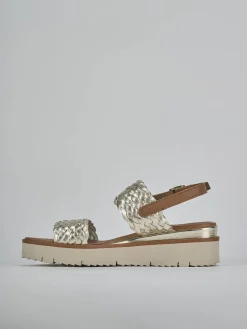 Sandali zeppa tacco 3cm pelle oro