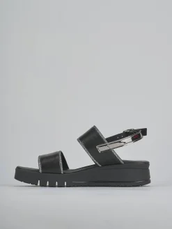 Sandali zeppa tacco 3cm pelle nero