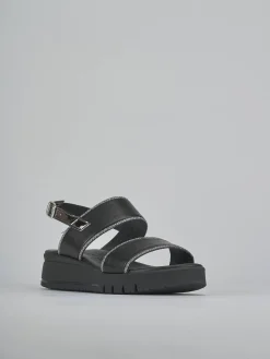 Sandali zeppa tacco 3cm pelle nero