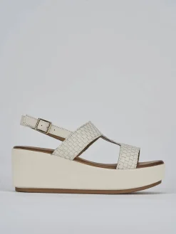 Sandali zeppa tacco 6cm pelle bianco