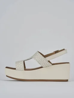 Sandali zeppa tacco 6cm pelle bianco