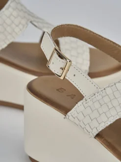 Sandali zeppa tacco 6cm pelle bianco