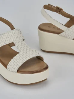 Sandali zeppa tacco 6cm pelle bianco