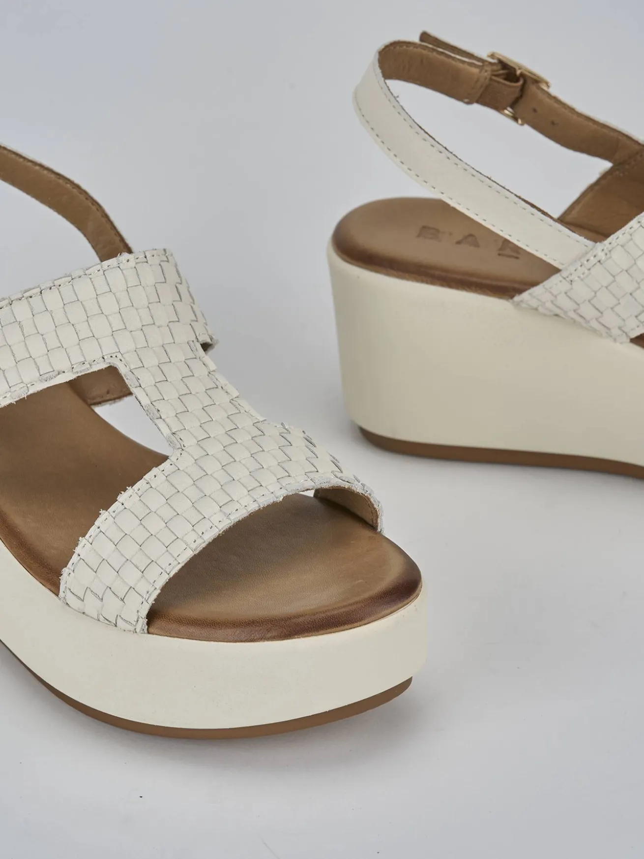 Sandali zeppa tacco 6cm pelle bianco