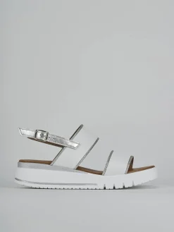 Sandali zeppa tacco 3cm pelle bianco