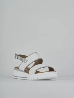 Sandali zeppa tacco 3cm pelle bianco