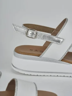 Sandali zeppa tacco 3cm pelle bianco