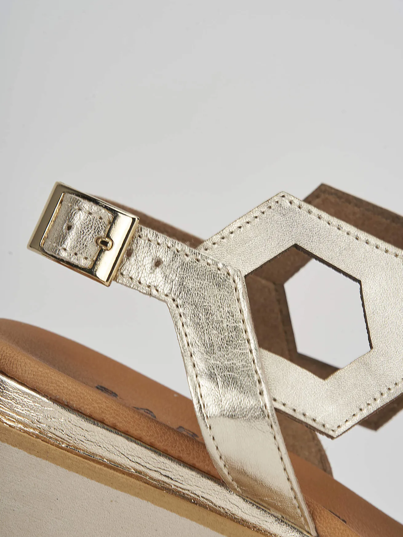 Sandali zeppa tacco 3cm pelle oro