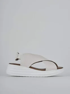 Sandali zeppa tacco 6cm pelle bianco