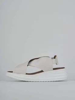 Sandali zeppa tacco 6cm pelle bianco