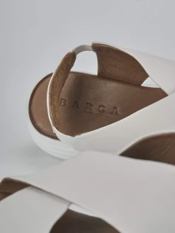 Sandali zeppa tacco 6cm pelle bianco