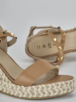 Sandali zeppa tacco 11cm pelle marrone