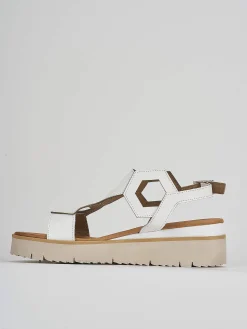 Sandali zeppa tacco 3cm pelle bianco