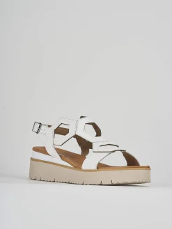 Sandali zeppa tacco 3cm pelle bianco