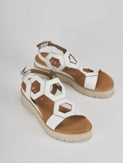 Sandali zeppa tacco 3cm pelle bianco