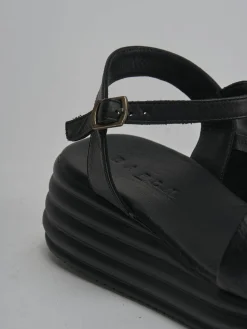 Sandali zeppa tacco 6cm pelle nero