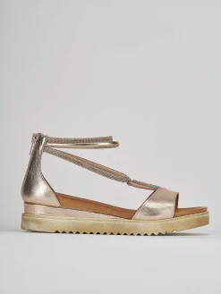 Sandali zeppa tacco 3cm pelle bronzo