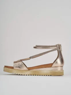 Sandali zeppa tacco 3cm pelle bronzo