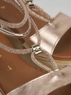 Sandali zeppa tacco 3cm pelle bronzo