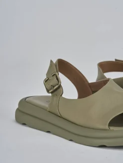 Sandali zeppa tacco 3cm pelle verde