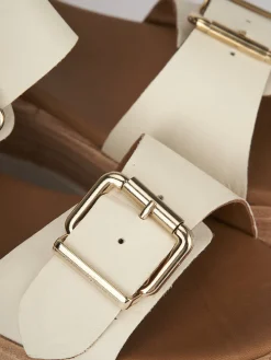 Sandali zeppa tacco 4cm pelle bianco