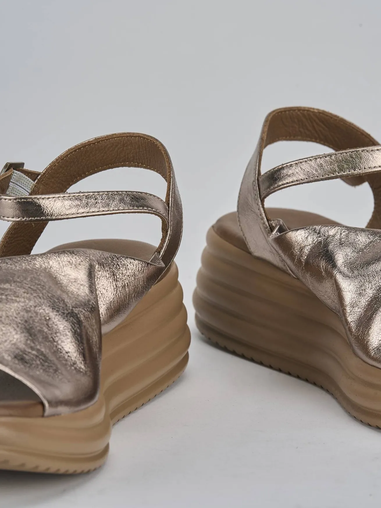 Sandali zeppa tacco 6cm pelle bronzo