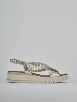 Sandali zeppa tacco 2cm pelle oro