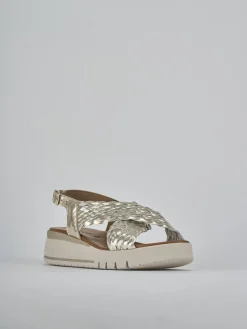 Sandali zeppa tacco 2cm pelle oro