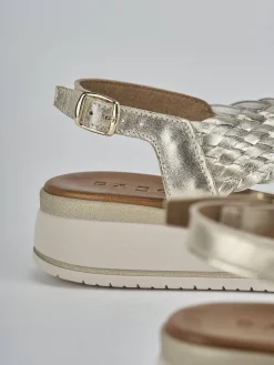 Sandali zeppa tacco 2cm pelle oro