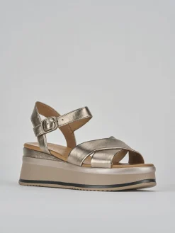 Sandali zeppa tacco 4cm pelle argento