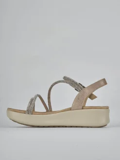 Sandali zeppa tacco 4cm pelle argento