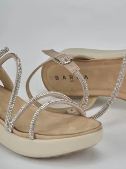 Sandali zeppa tacco 4cm pelle argento