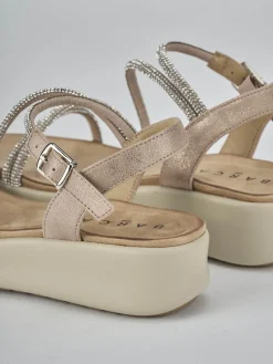 Sandali zeppa tacco 4cm pelle argento