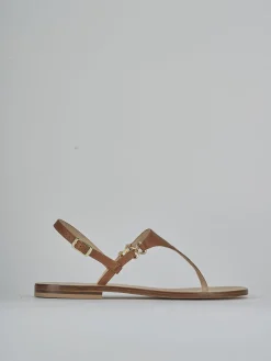 Sandalo infradito tacco 1 cm marrone pelle