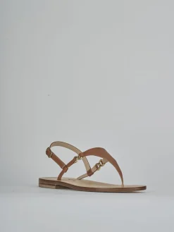 Sandalo infradito tacco 1 cm marrone pelle