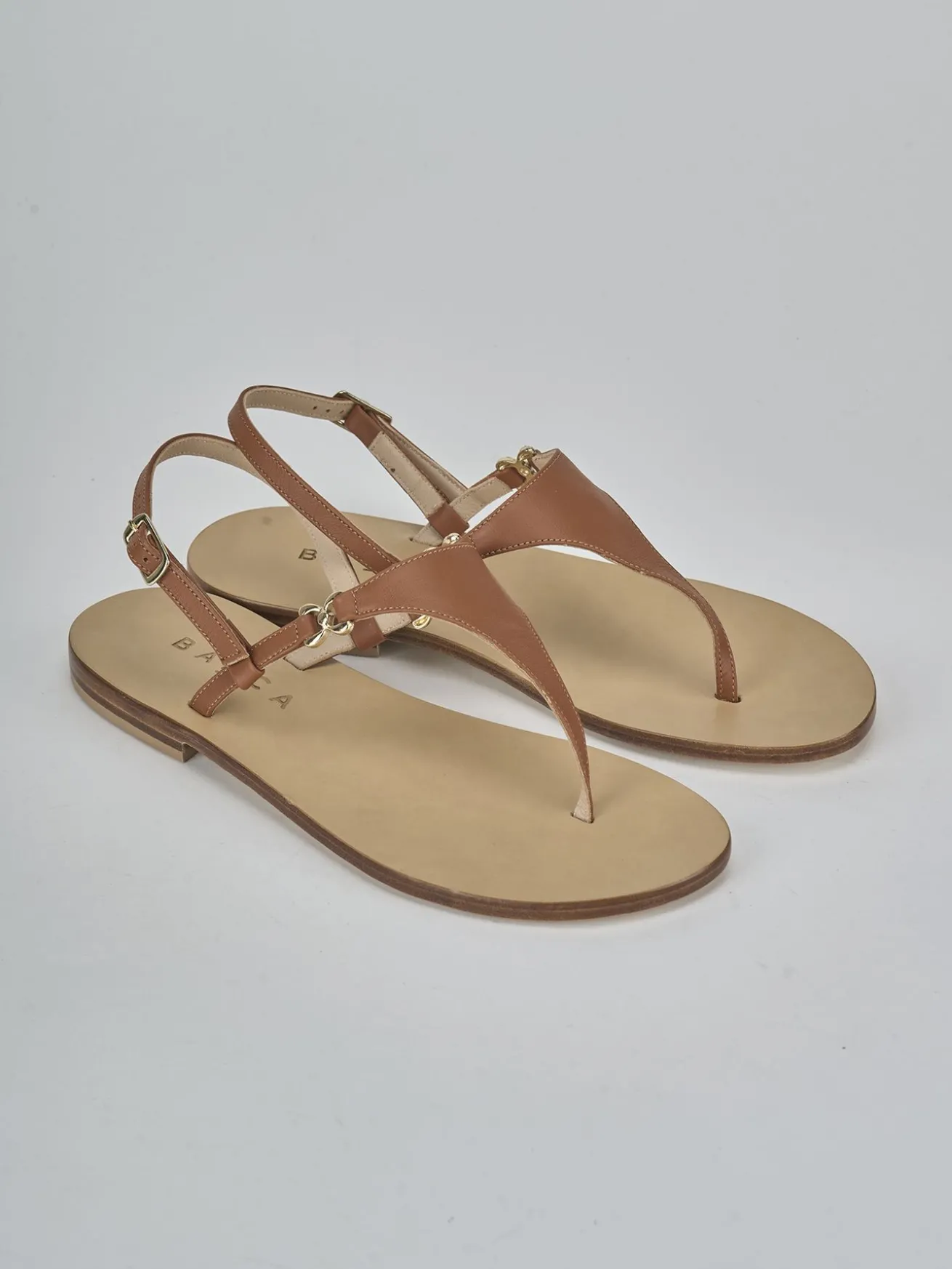 Sandalo infradito tacco 1 cm marrone pelle