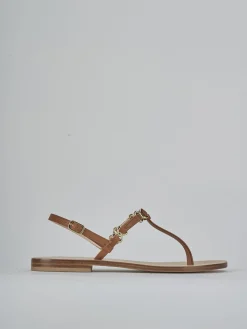 Sandalo infradito tacco 1 cm marrone pelle