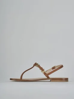 Sandalo infradito tacco 1 cm marrone pelle