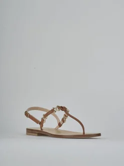 Sandalo infradito tacco 1 cm marrone pelle