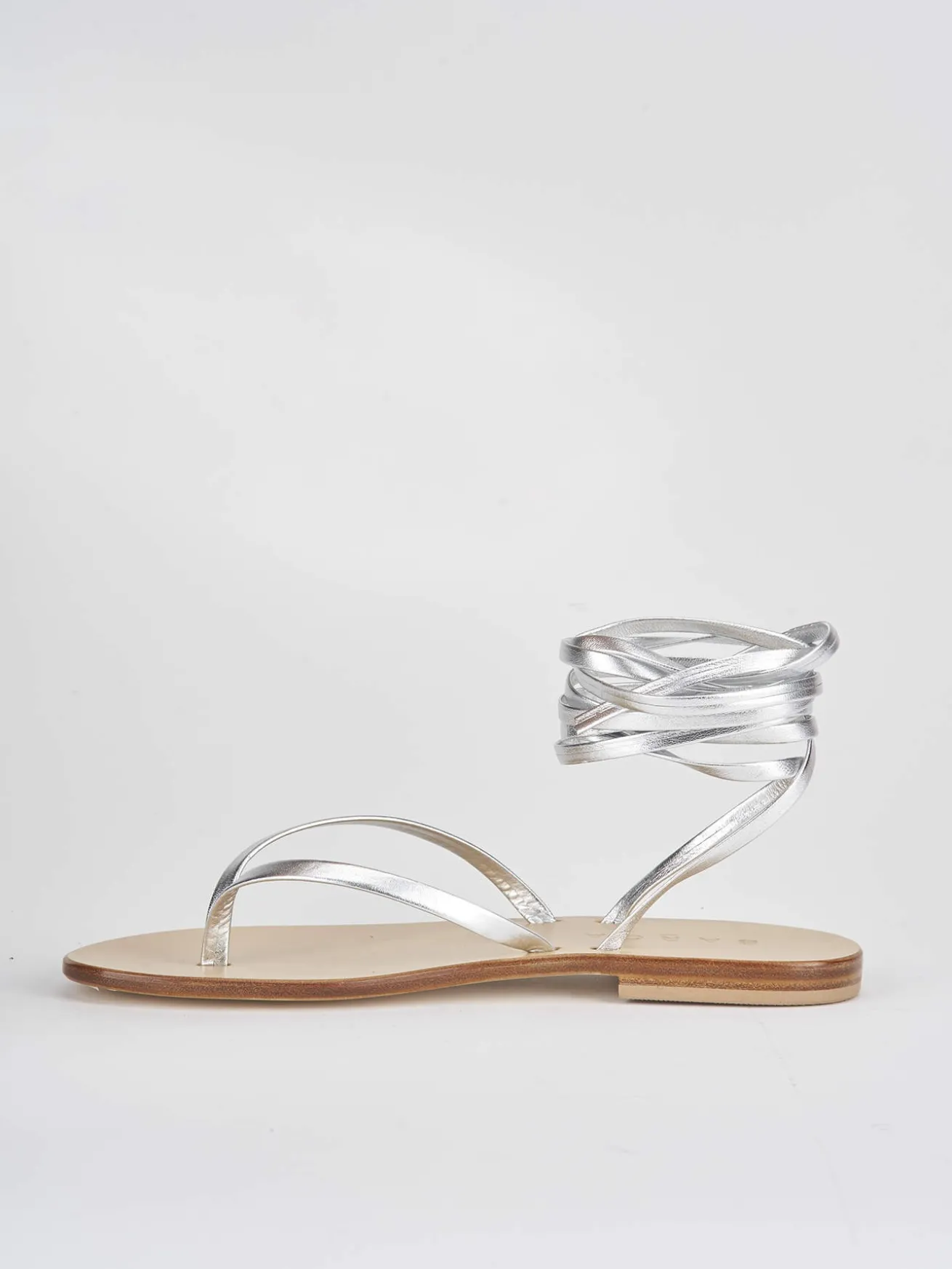 Sandalo infradito tacco 1 cm argento pelle