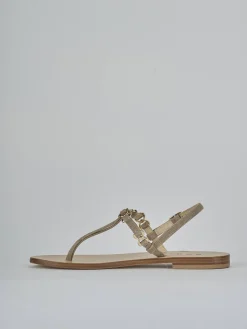 Sandalo infradito tacco 1 cm beige camoscio