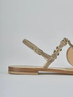 Sandalo infradito tacco 1 cm beige camoscio