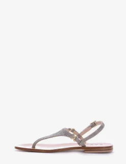 Sandalo infradito tacco 1 cm argento glitter